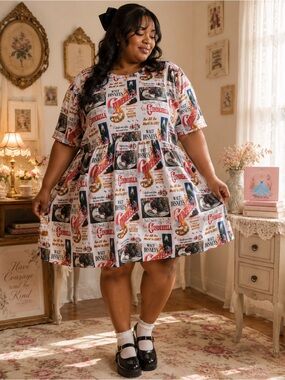 Disney Cinderella Poster Print Smock Dress 4XL NWT Cottagecore Babydoll Dress